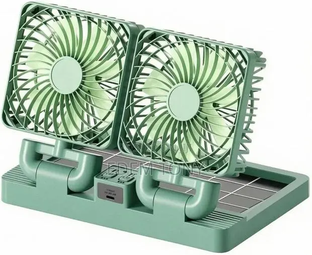 Portable Double-Head Rechargeable Solar Fan (Model No. 999) · Photo 1