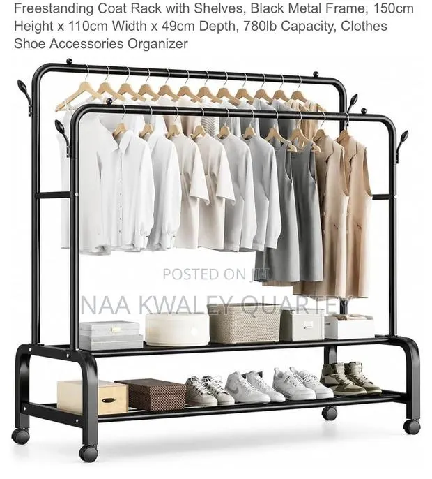 Double Pole Metal Clothes Rack · Photo 1