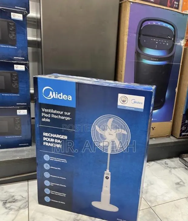 Efficient Classic Midea 18” Rechargeable Standing Fan(White) · Photo 1