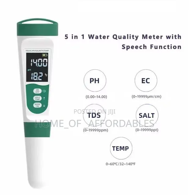 Ph/TDS/Ec/Temp/Salinity Meter(Rechargeable and Voice Active
