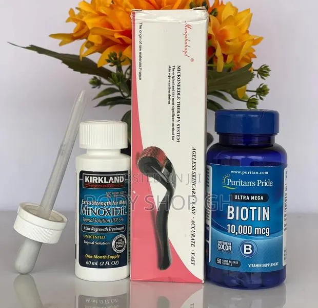 Kirkland + Biotin [ 10,00mcg ] + Derma Roller for Hair and Beard · Photo 1