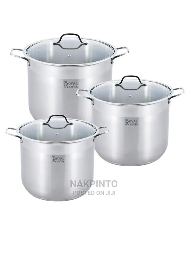 16L,19L 22.5liters 3 Set Long Saucepan Stainless Steel Pot · Photo 1