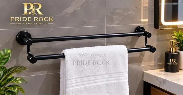 Double Towel Bar, Black Towel Rack · Photo 1