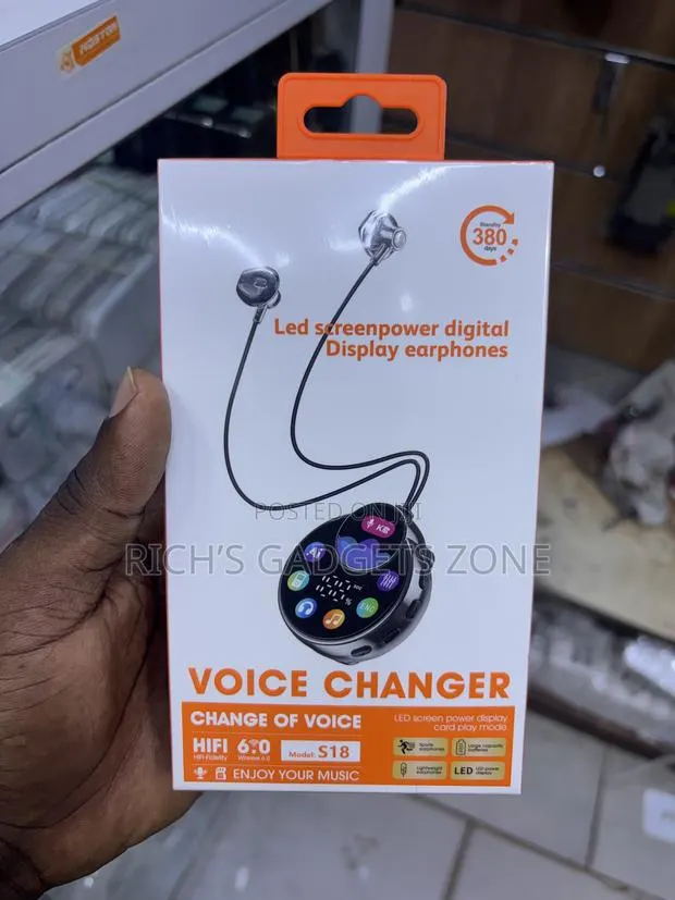Voice Changer Wireless Neckband Earphones With Smart LED Screen · Photo 1