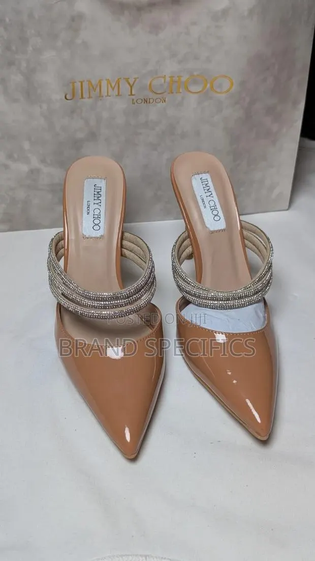 Nude Rhinestone Pointed-Toe Mule Jimmy Choo Heels · Photo 1