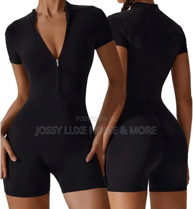Zip-Up Spandex Romper · Photo 1