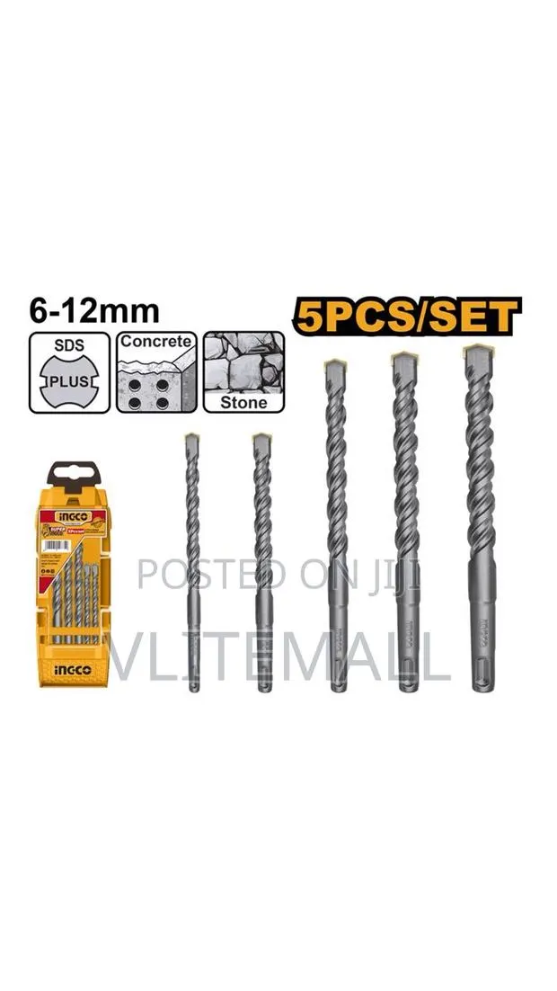 Ingco 5pcs Sds+ Drill Bit Set 6.0, 8.0, 8.0,10 12mm Akd2052 · Photo 1