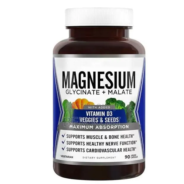Magnesium Glycinate + Malate With Vitamin D3 – Max Absorption (90 Caps · Photo 1