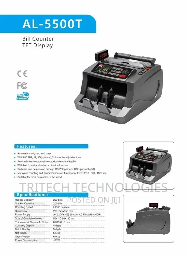 Money Counting Machine Al-5500t With TFT Display · Photo 1