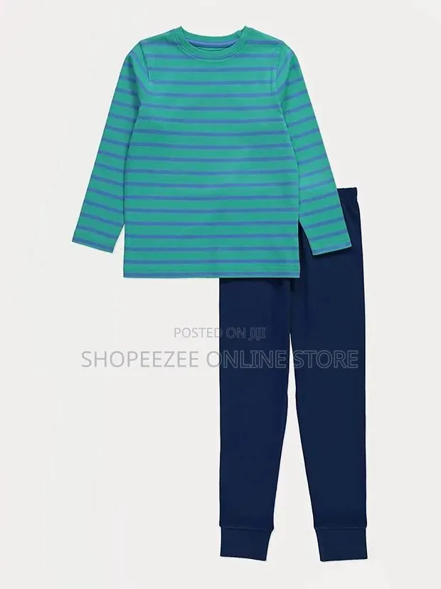 Boys Blue Striped Long Sleeve Pyjamas · Photo 1