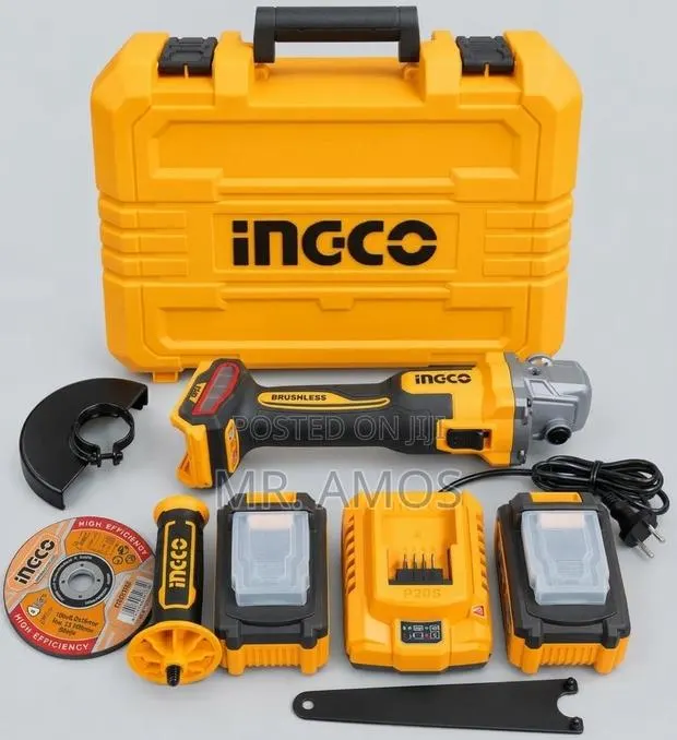 Cordless Brushless Angle Grinder +2x4.0Ah & 5PCs Discs - CAGLI261522 · Photo 1