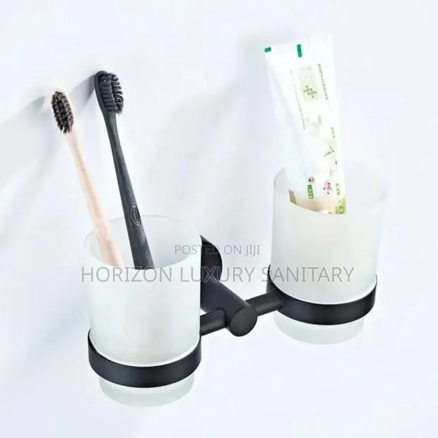 Double Sided Tumbler Toothbrush Cup Black Toothbrush Holder For Hotel · Photo 1