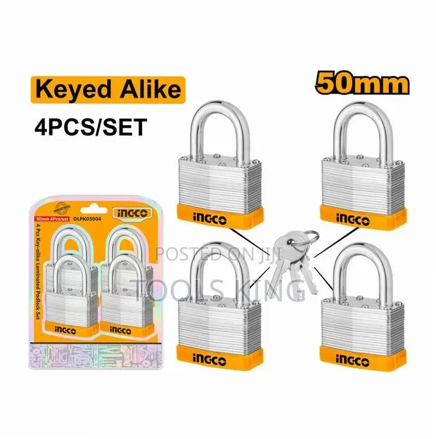 4pcs Keyalike Laminated Padlock Set 50mm - Dlpk05004 · Photo 1