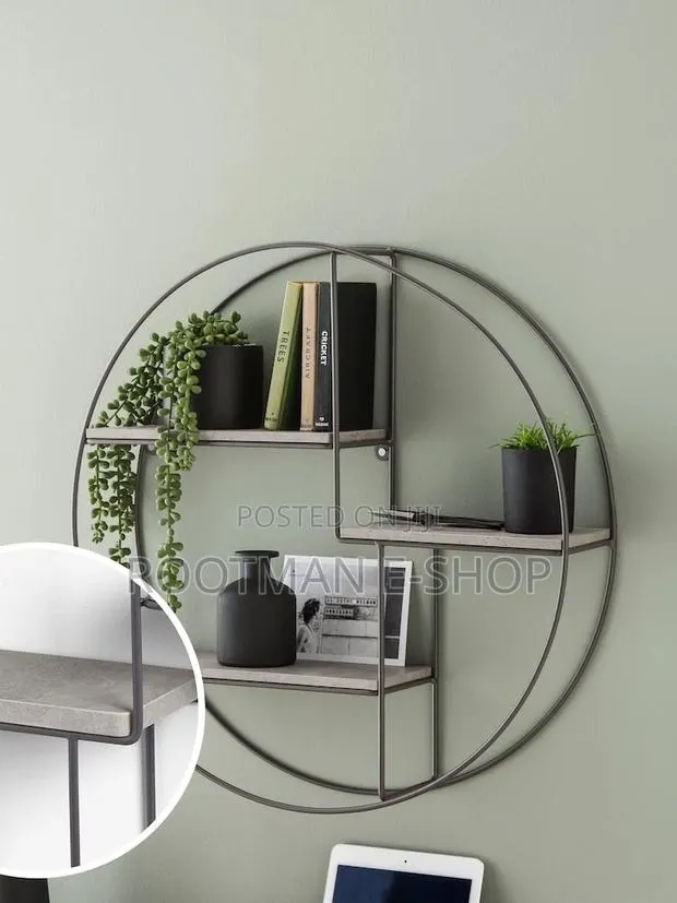 Natural Dark Bronx Round Wall Shelf · Photo 1