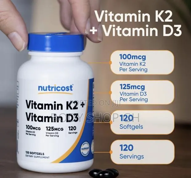 Nutricost Vitamin K-2 (100mcg) + Vitamin D3 (5000 Iu) 120 Softgels · Photo 1