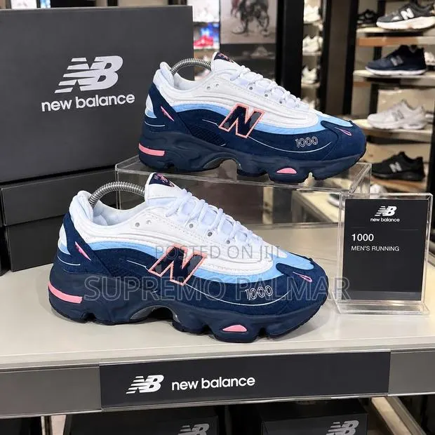 New Balance 1000 Men’s Running Shoes – Navy Blue White Pink Accents · Photo 1
