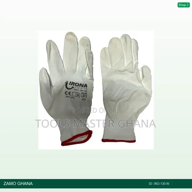 Irona Gloves Pu Polyester White 10 Inch Xl - Iro-130-w · Photo 1