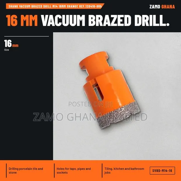 Shank Vacuum Brazed Drill M14 16Mm Orange Ref.120416-005 - SVBD-M14-16 · Photo 1