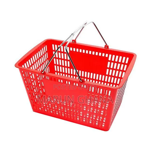 Supermarket Plastic Shopping Basket With Metal Handles Plastic 28 L · Photo 1