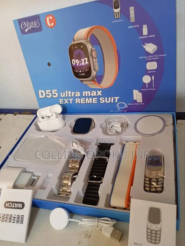 D55 Ultra Smartwatch With Mini Phone, Airpod, PWR Bank-Black · Photo 1
