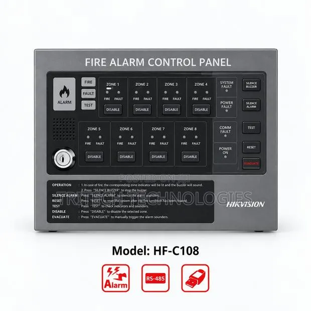 Hikvision Hf-C108
Conventional Fire Alarm Control Panel - 8 Zones · Photo 1