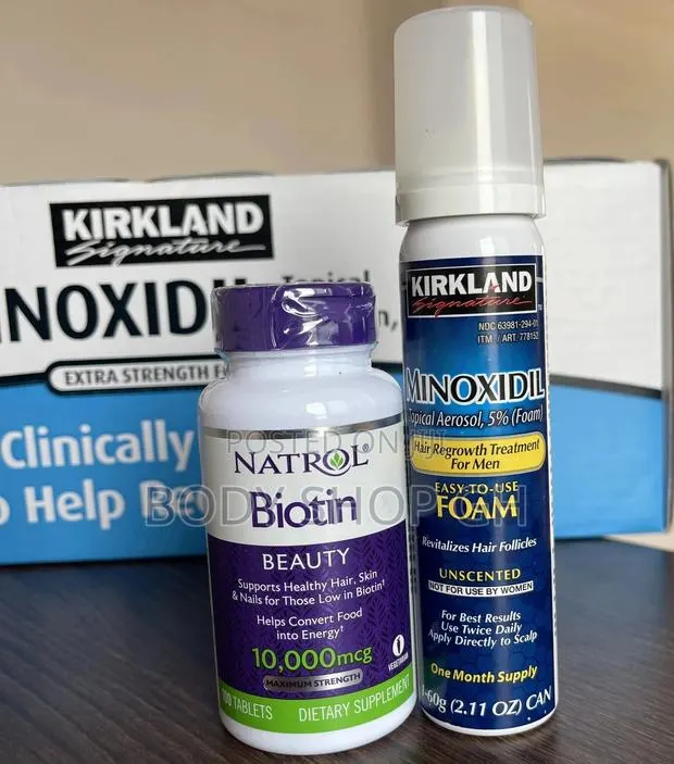 Kirkland Minoxidil Foam +Natrol Biotin (10,000mcg /100 Caps) · Photo 1