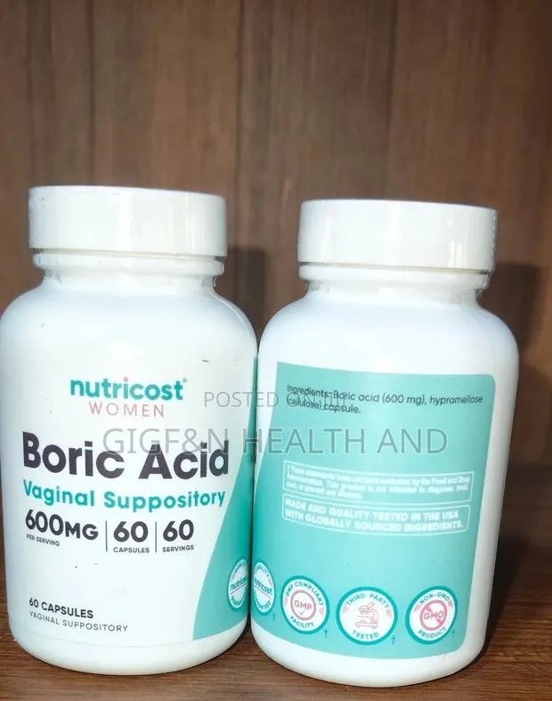 Boric Acid, Vaginal Suppository, 600mg 60 Capsules (Infections) · Photo 1