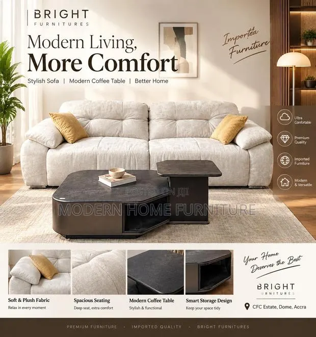 Premium White Fabric Sofa | Imported | Elegant Super Comfortable · Photo 1
