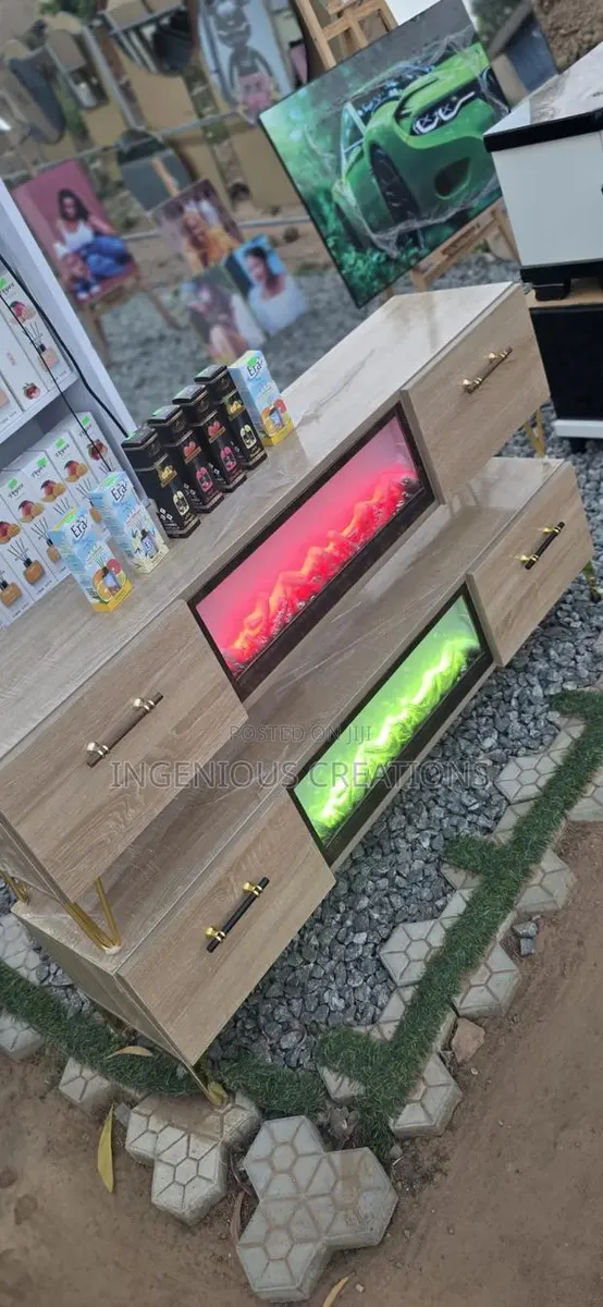 TV Stand With Coal Burning Animation + Remote