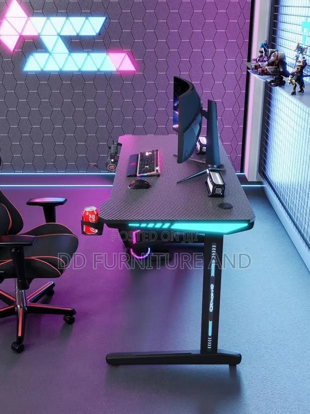 Gaming Desk With RGB Light(Black) · Photo 1