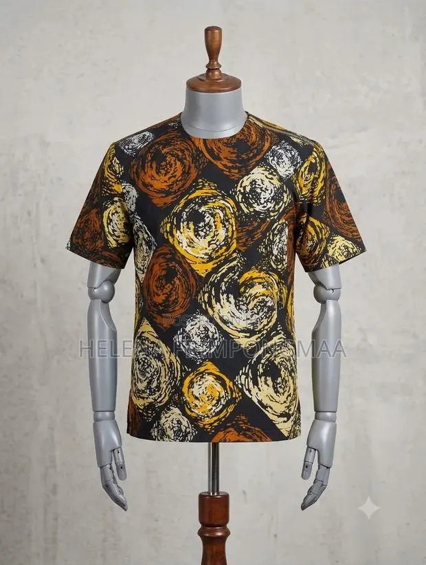 Round Neck African Print Shirt · Photo 1