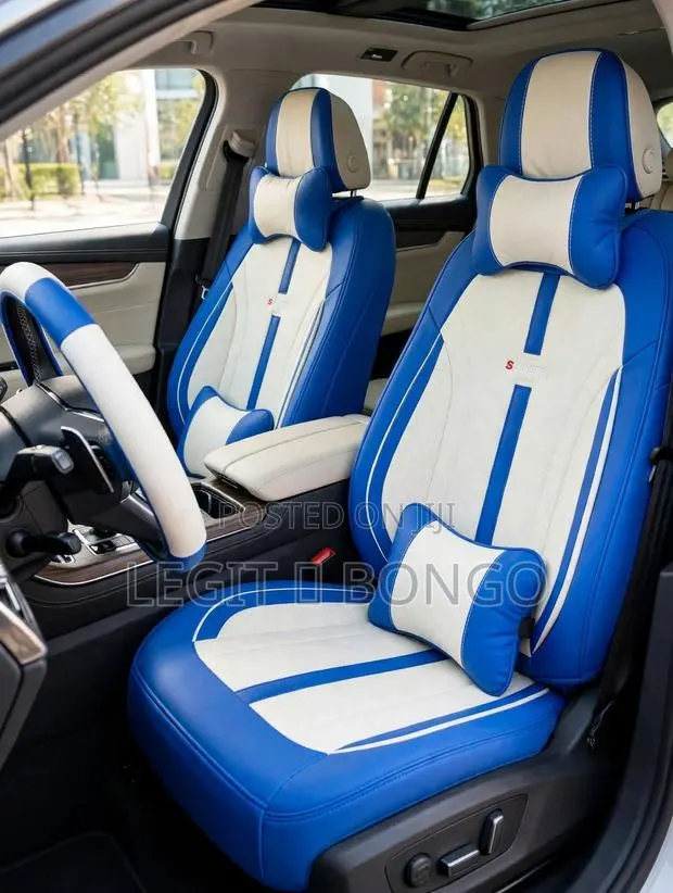 Premium Blue & White Supero Full Seat Cover Set · Photo 1