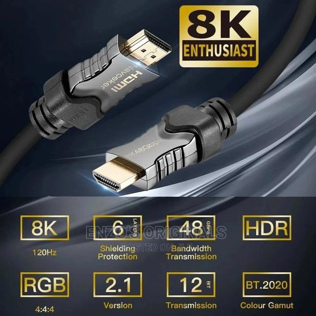 Hdmi 2.1 Cable at 120hz at 60hz 48gbps HDCP2.2 10ft or 3M · Photo 1
