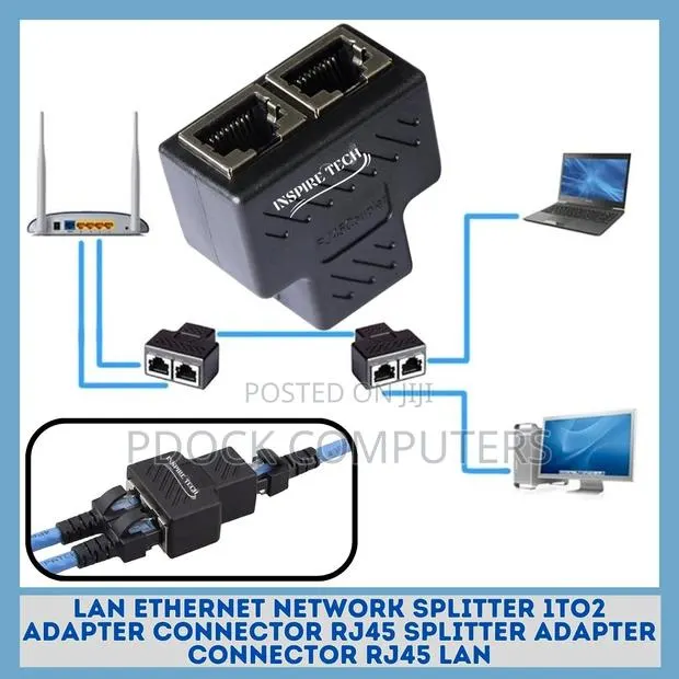 1 to 2 Way Lan Ethernet Network Cable Adapter Rj45 Female · Photo 1