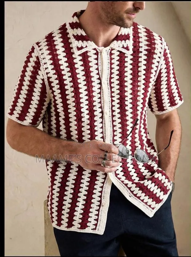 Men’s Premium Patchwork Crochet Shirt · Photo 1
