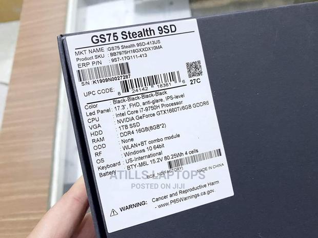New Laptop MSI GS75 Stealth 16GB Intel Core I7 SSD 1T · Photo 3