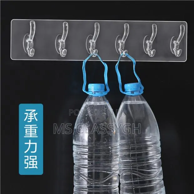 Transparent Hooks, Punch-Free, Traceless Adhesive 6 Hooks, · Photo 1