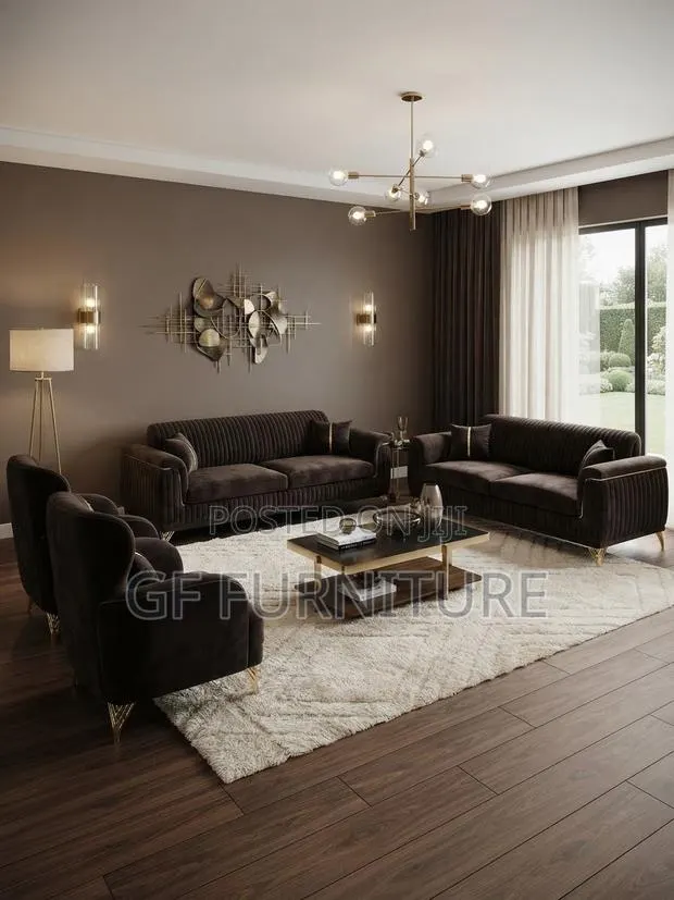 Contemporary Charcoal-Brown Sofa Set · Photo 1