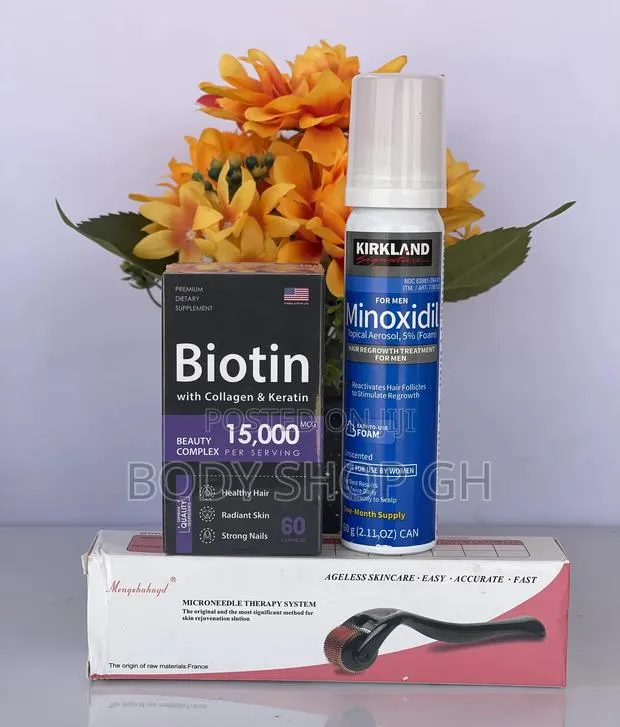 Kirkland Minoxidil Foam + Biotin + Derma Roller for Hairline · Photo 1