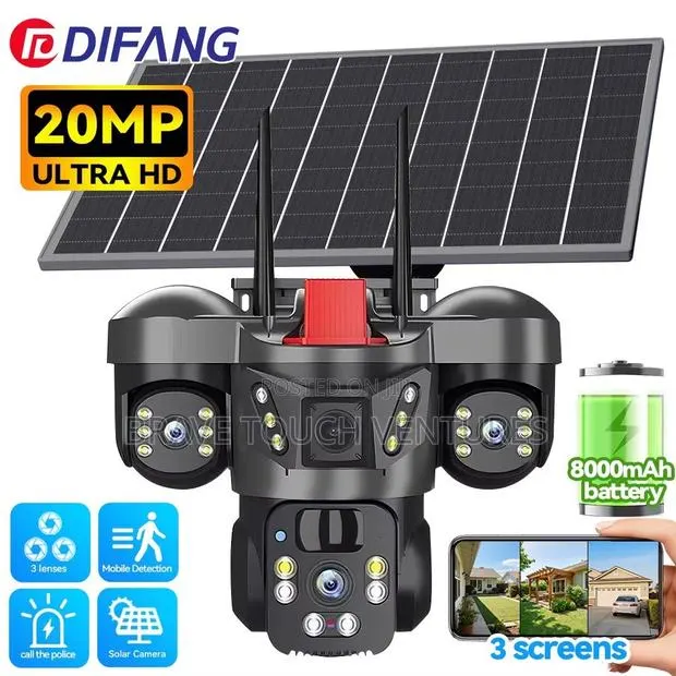 Solar 3 Lens CCTV Security Camera 4G Data Wifi Video Survelliance · Photo 1