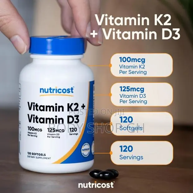 Vitamin (100mcg) + Vitamin D3 (5000 Iu) 120 Softgels, Supplement · Photo 1