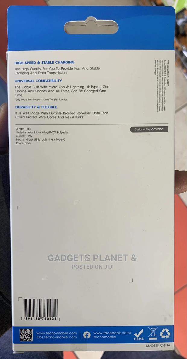 Tecno 3 in 1 Charging Data Cable - 1m · Photo 5