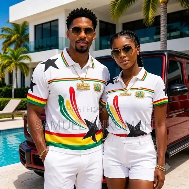 Ghana Coat of Arms Black Star Polo T-Shirt · Photo 1