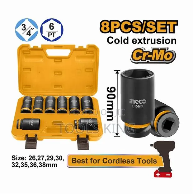 8 PCS 3/4"Dr. Deep Impact Socket - Hkissd34082l · Photo 1