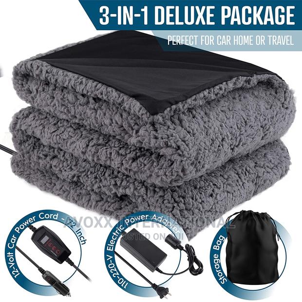 Zone Tech 12v Sherpa Fleece Travel Blanket - Grey · Photo 4