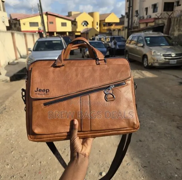 Quality Pure Leather Jeep Men’S Laptop Bag 15.6 Inches With Strap. · Photo 1