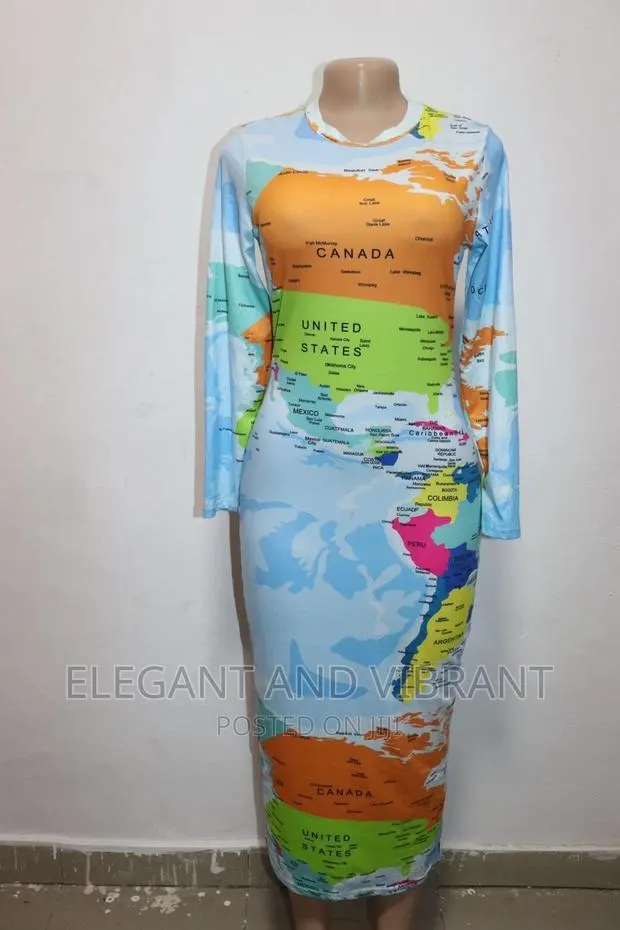 Beautiful Bodycorn Dress in Map Design · Photo 1