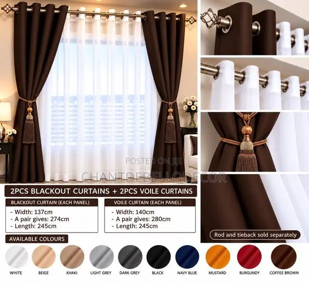 Premium Blackout Curtains With Voile · Photo 1