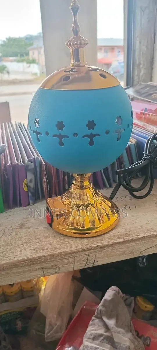 Elegant Electric Incense Burner - Golden and Sea Blue Finish · Photo 1