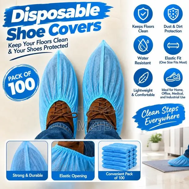100 Disposable Shoe Covers - Blue · Photo 1
